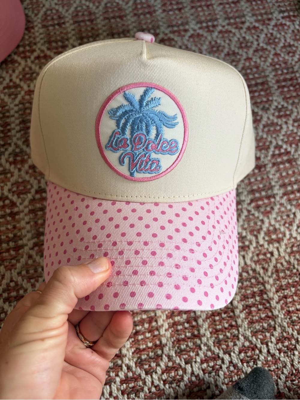 KenzKustomz Pink Polka Dot 'La Dolce Vita' Cap